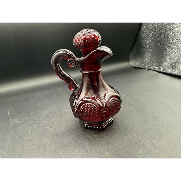 Vintage 1876 Avon Ruby Red Cape Cod Collection Syrup Pourer Bottle - Picture 7 of 8